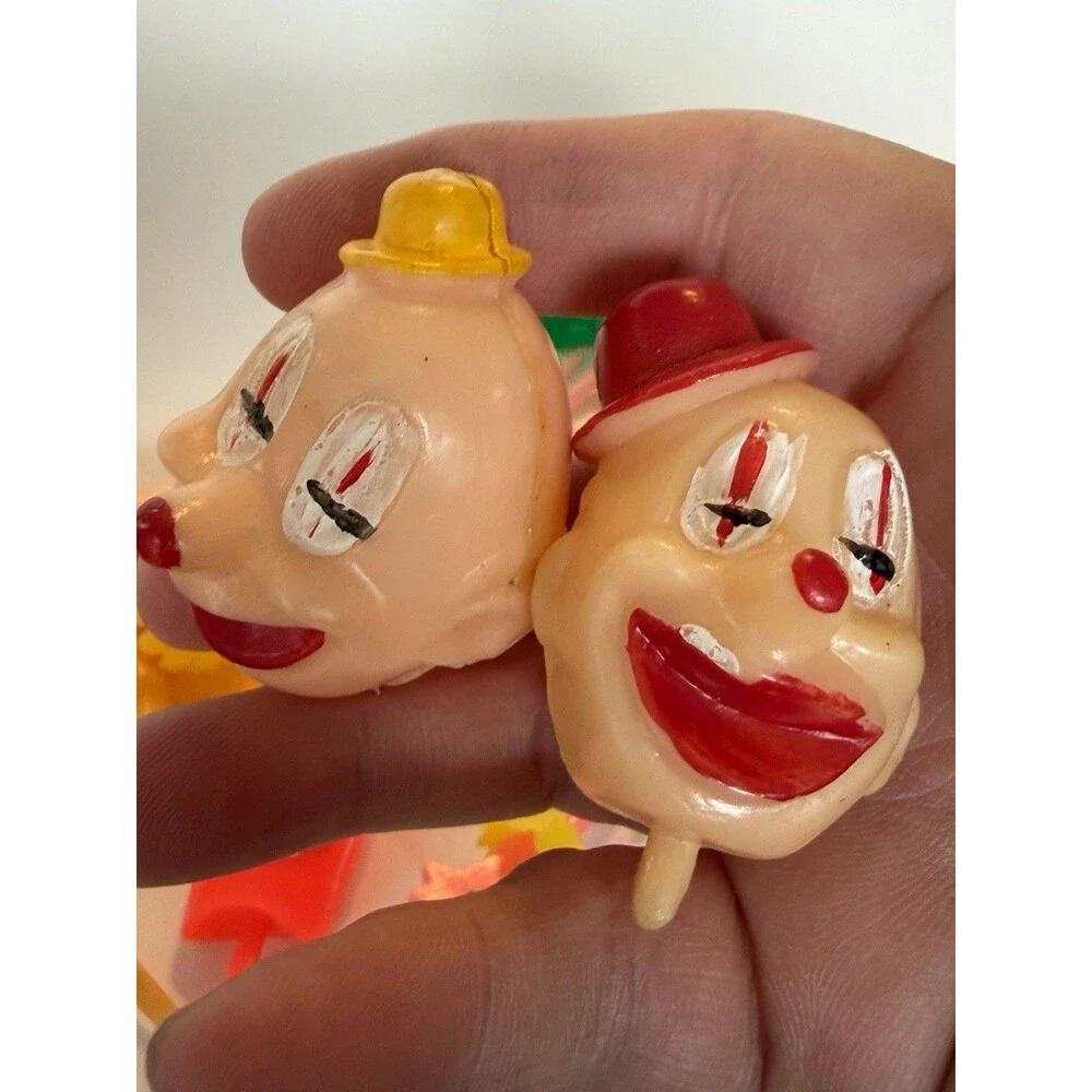 Ten Vintage Cake Toppers Holiday Clown Heads Fries Flamingo Pumpkin Chick Bunny